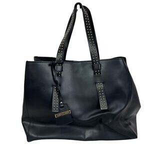 Abellucci Milan Italy Genuine Leather Gold Studded Black Bag $425